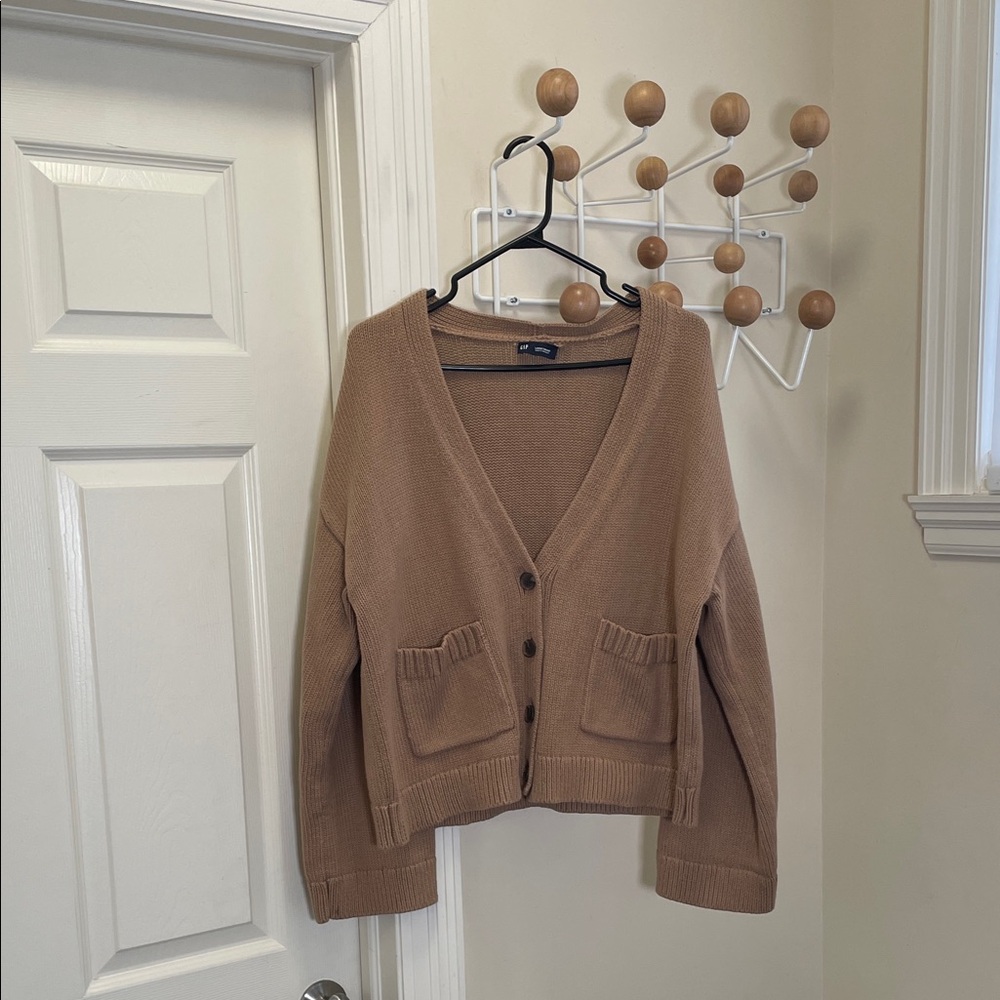 GAP - Baggy Comfy Button Down Cardigan - Brown - L